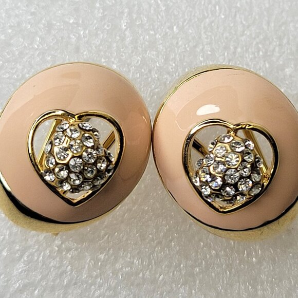 Peach Pink Enamelled Earrings Small Earrings Soft Pink Earrings - Picture 1 of 12